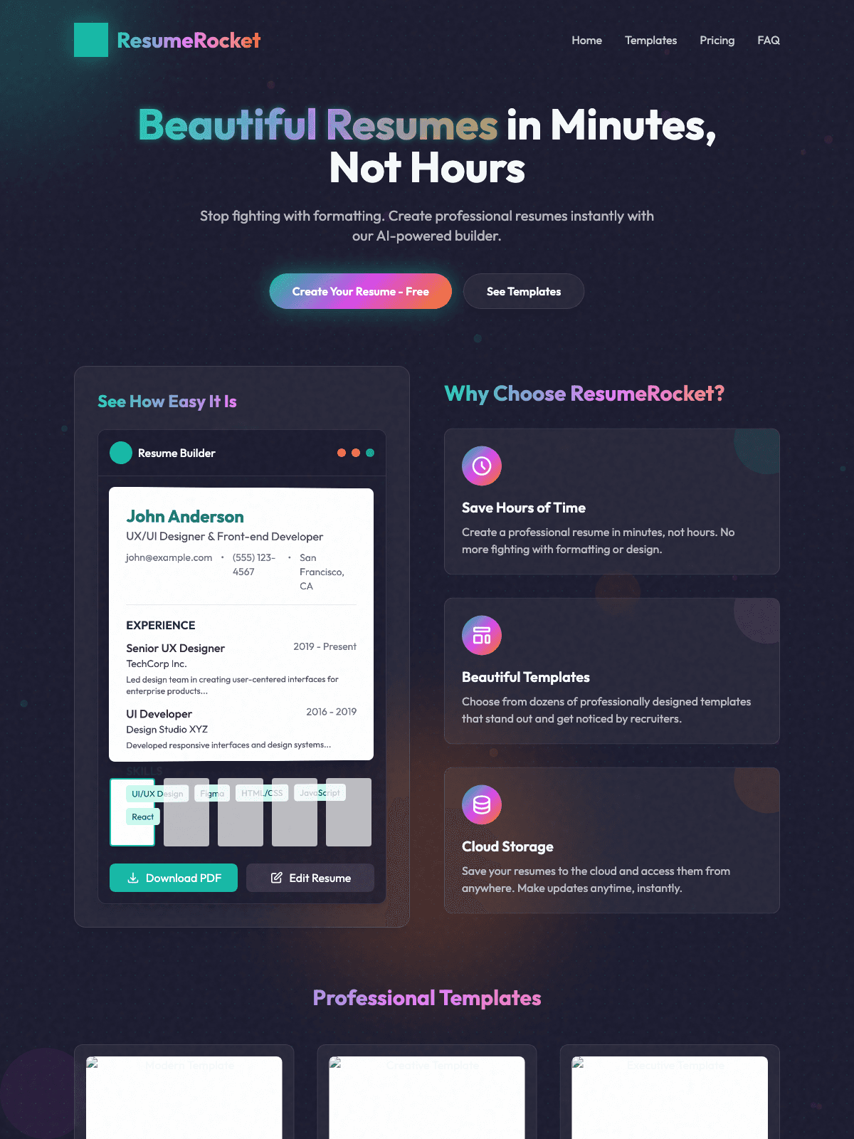 ResumeRocket - Create Beautiful Resumes in Minutes